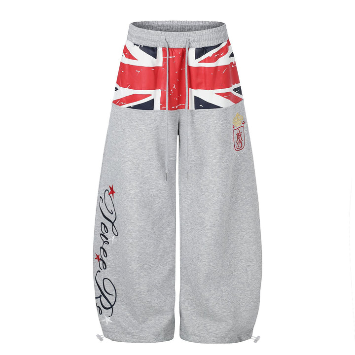 High Waist Wide Leg Sweatpants with Flag Print Graphics
