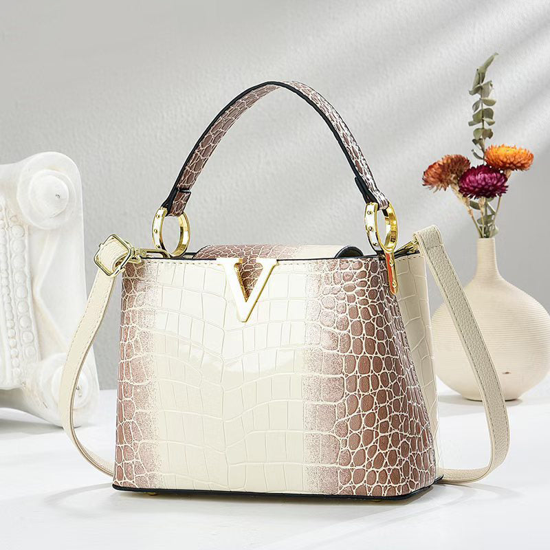 Crossbody Bag in PU with Top Handle and Textured Finish