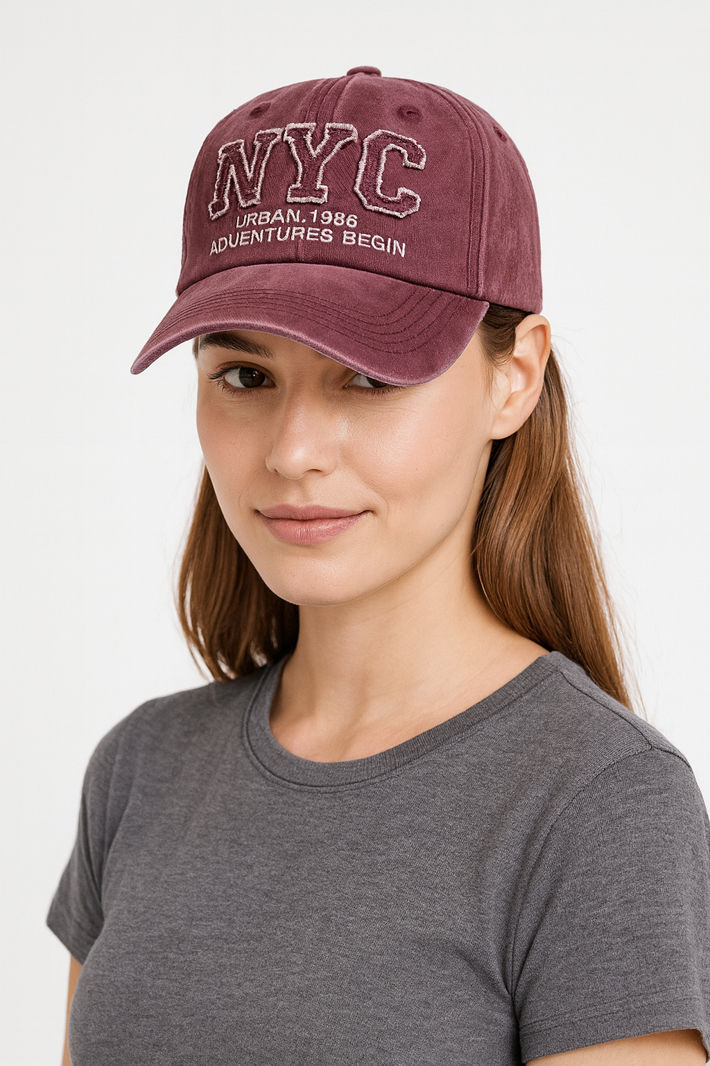 Adjustable Women’s Black Baseball Cap – back view strap buckle for custom fit, breathable washed cotton