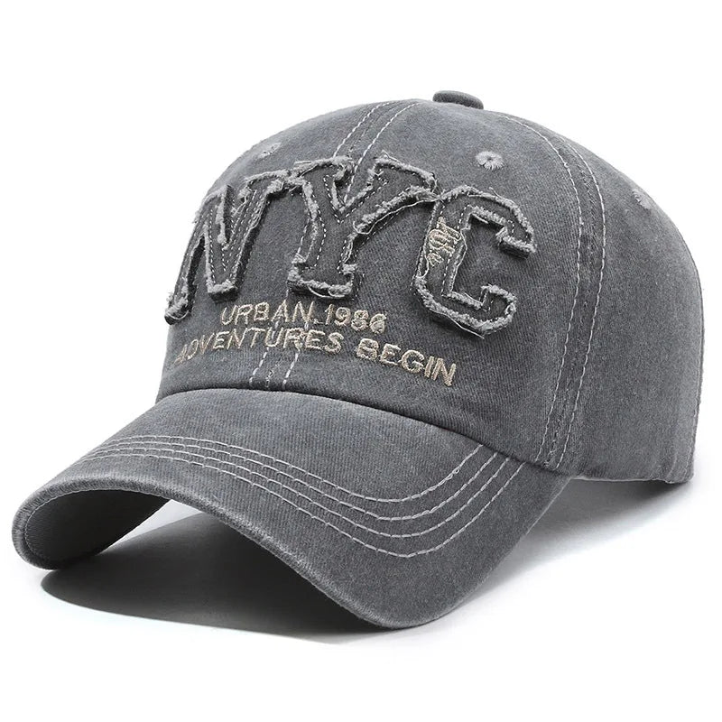 Adjustable Women’s Black Baseball Cap – front NYC letters and structured crown