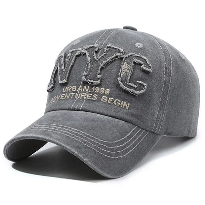 Adjustable Women’s Black Baseball Cap – front NYC letters and structured crown