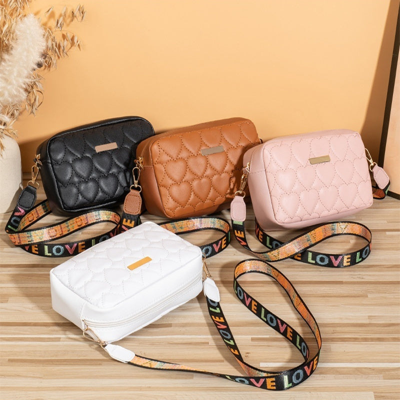 All-Matching Heart Embroidered Purse with Roomy Compartments