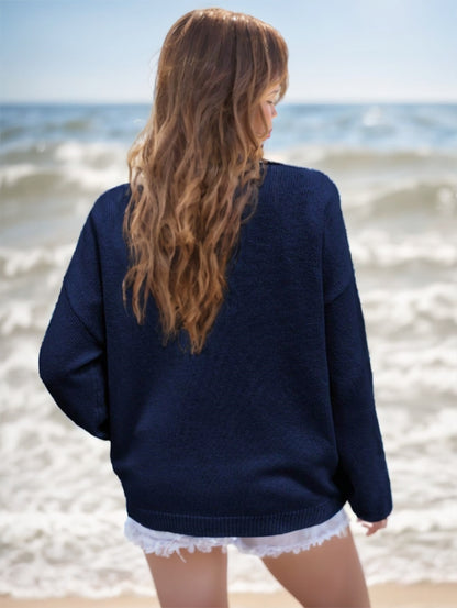 American Flag Drop Shoulder Sweater – Modern Streetwear

