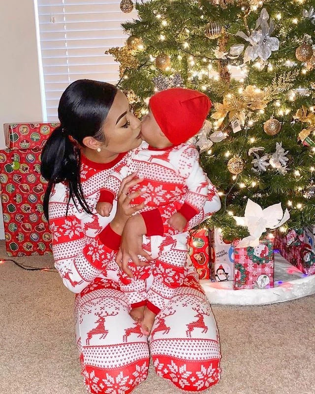 Animal-print Family Christmas Pajamas for holiday photos at home