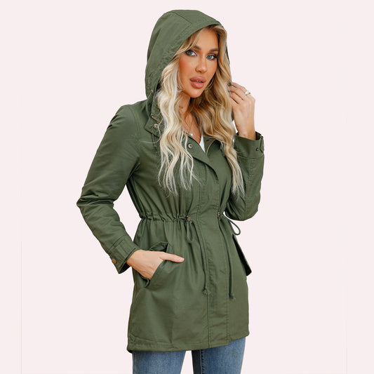 Apricot Cotton Anorak – Polished Mid-Length Coat for Spring/Autumn