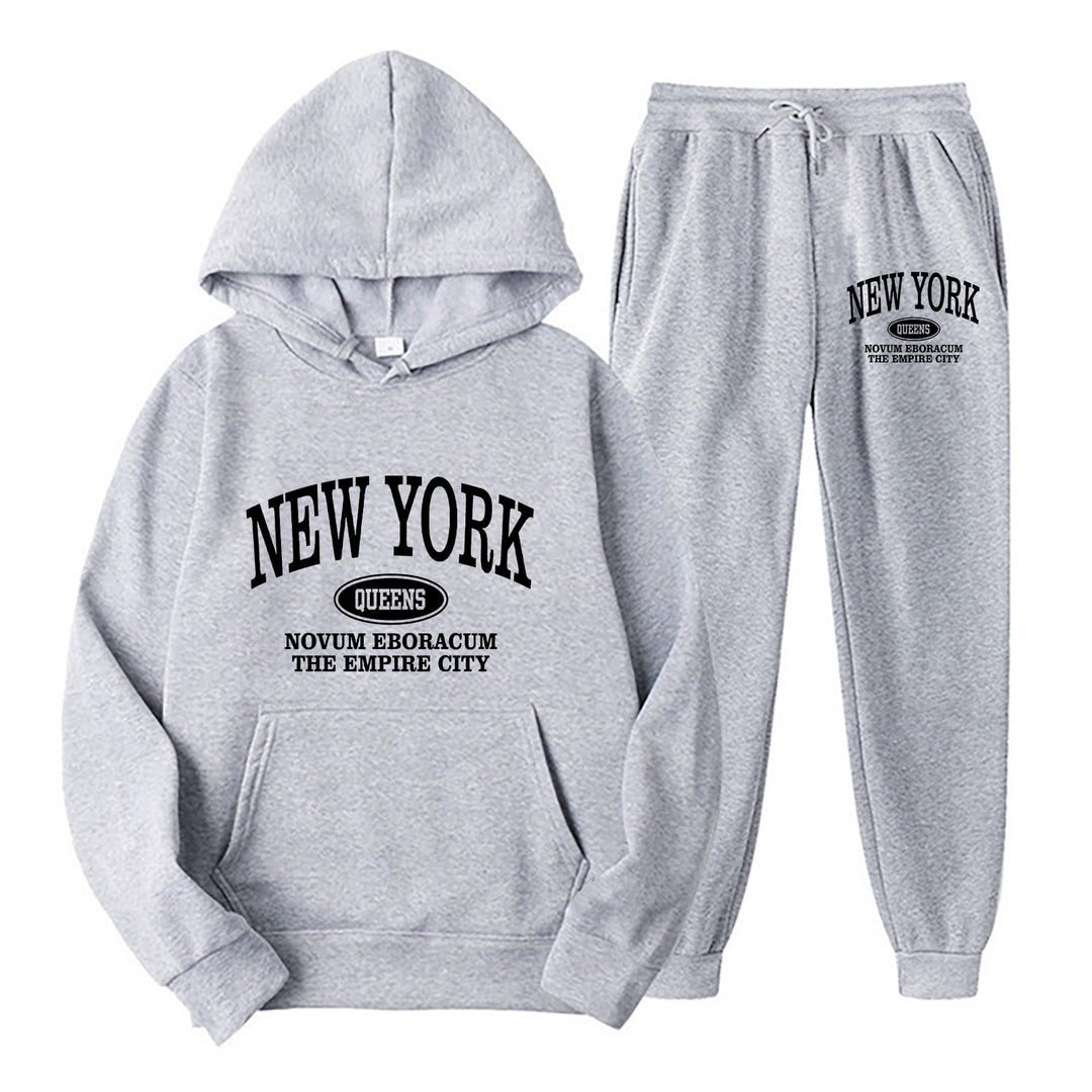 Plus size sweatsuit showing the coordinated two-piece graphic set