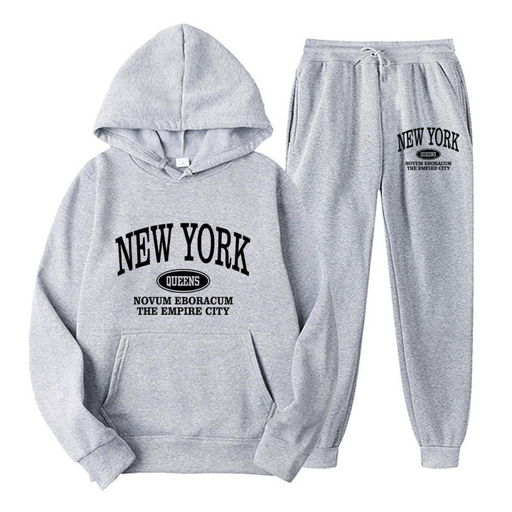 Plus size sweatsuit showing the coordinated two-piece graphic set