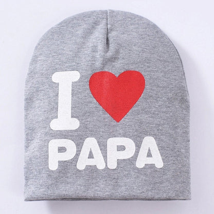 Baby winter hat – “I Love Papa” stretchy Lycra blend, warm and breathable