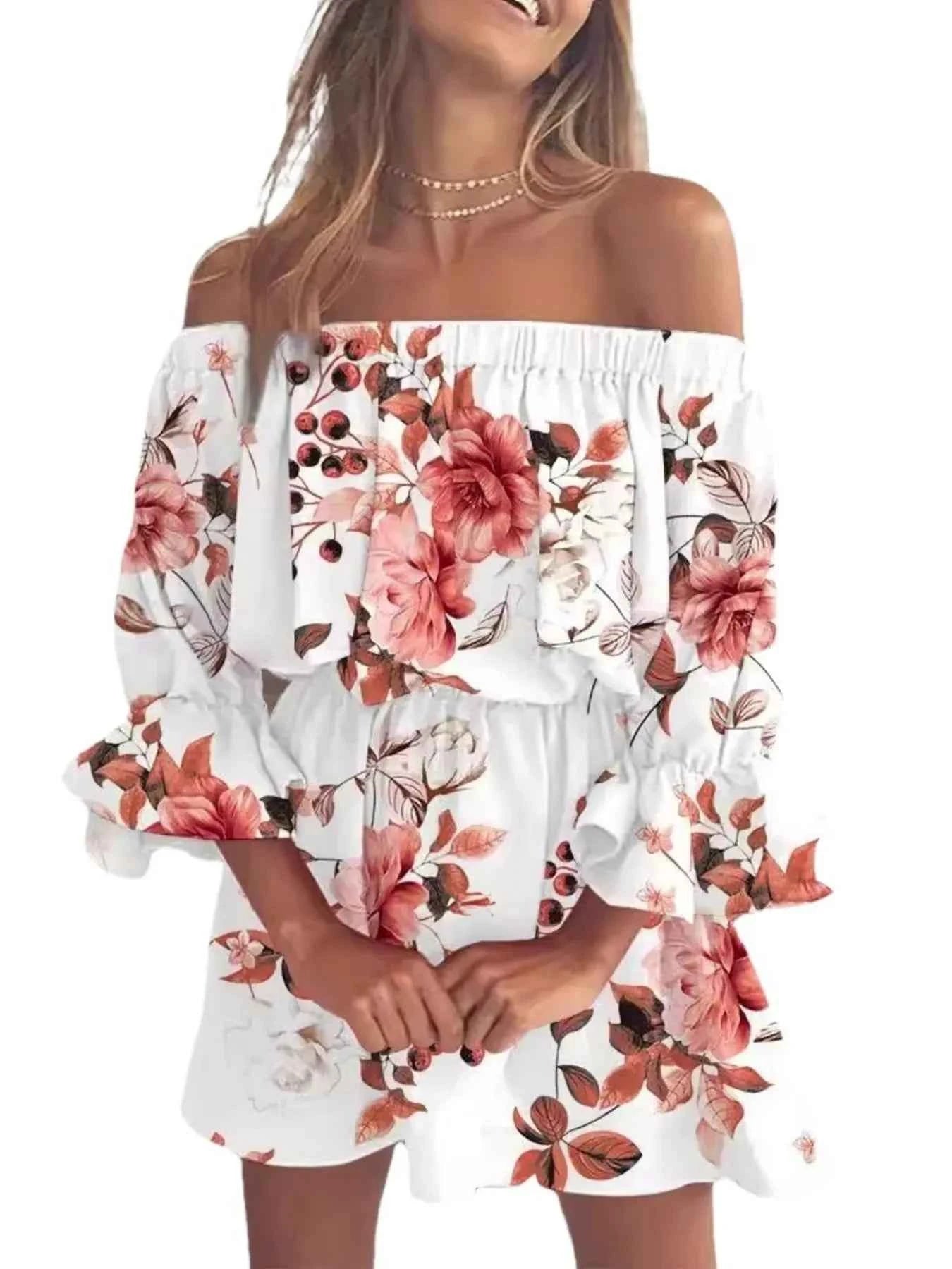 Blooming Beauty: Plus Size Off-Shoulder Mini Dress