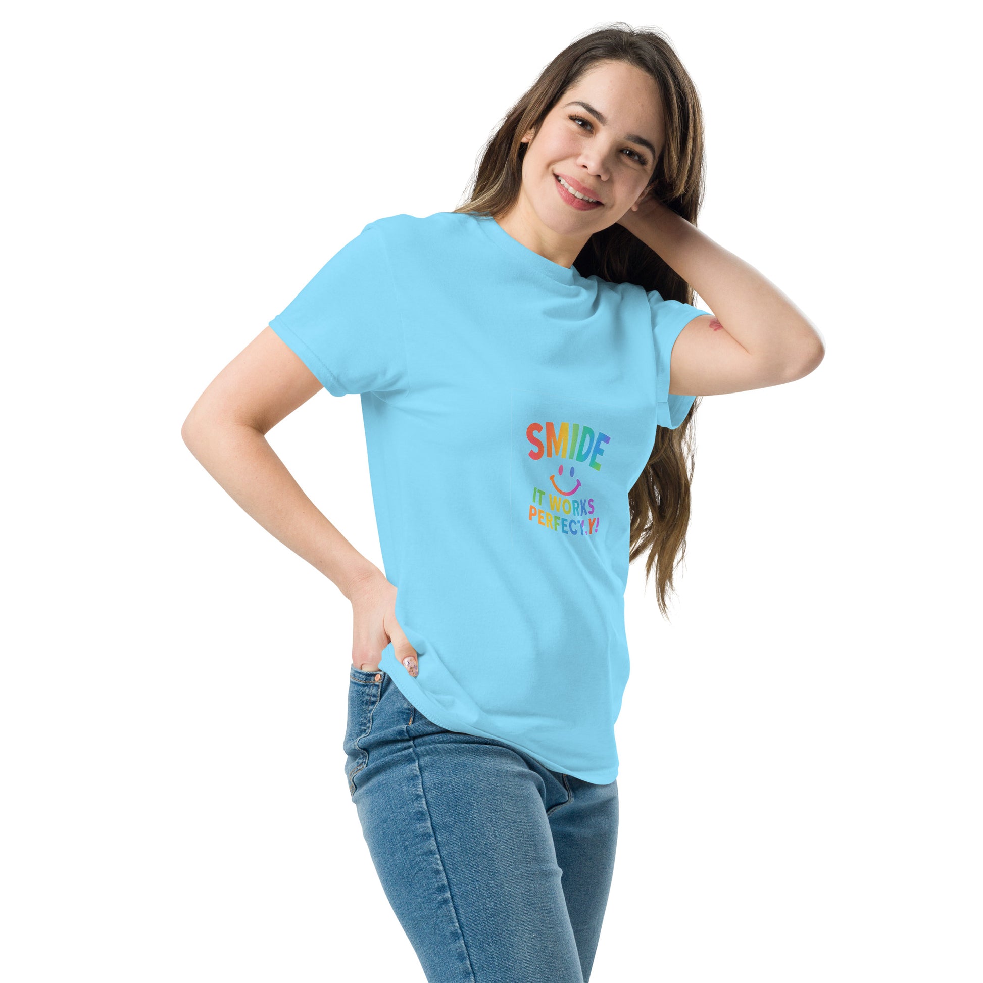 Back view of tee highlighting the clean lines around the shoulders and neckline.

