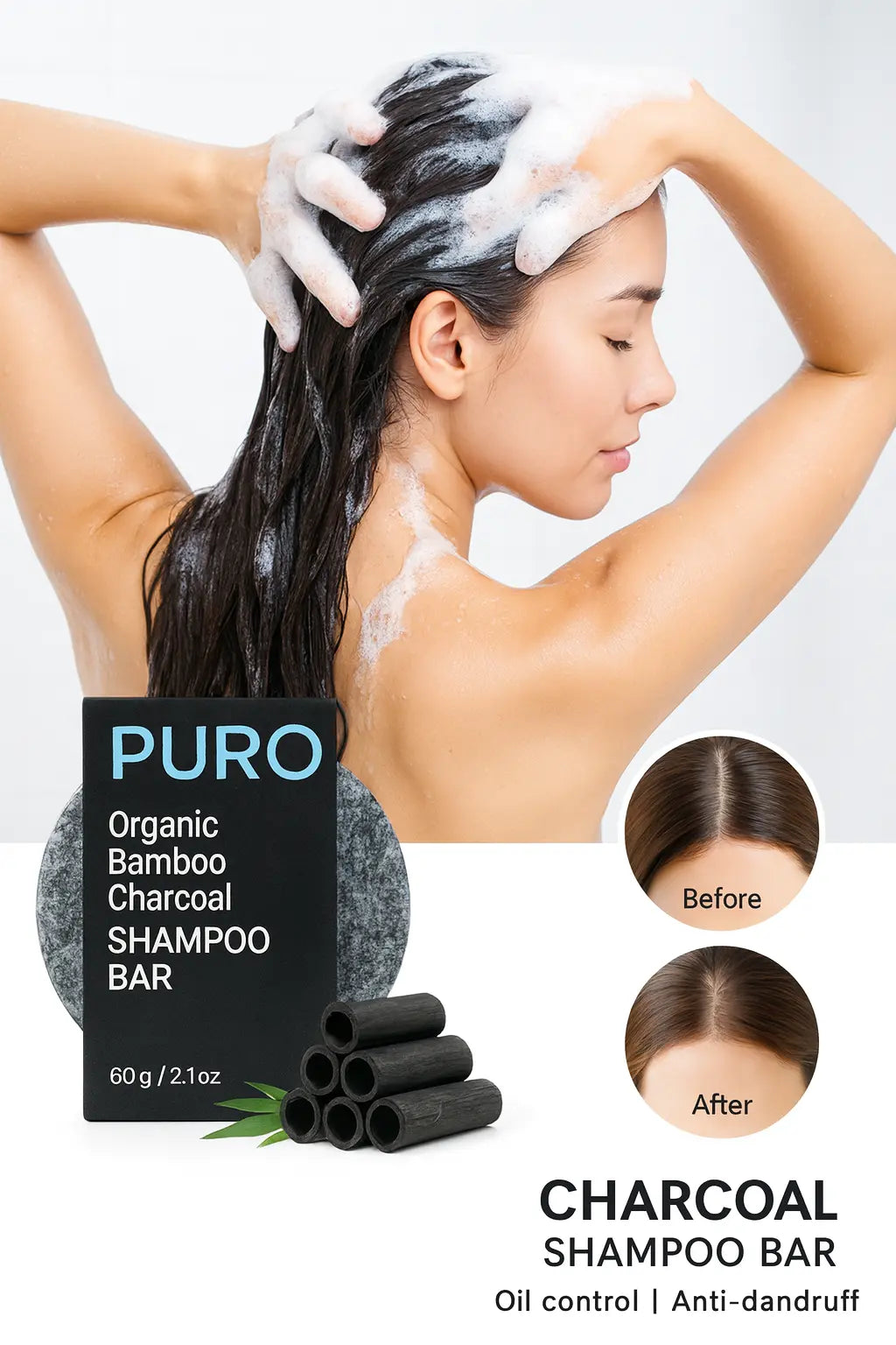 Bamboo Charcoal Shampoo Bar – Deep Clean & Oil Control