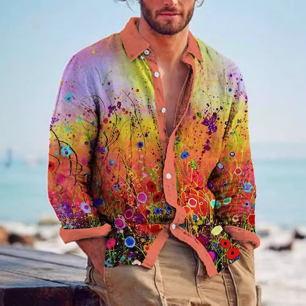 Bamboo Linen Printed Men's Shirt – Back yoke detail