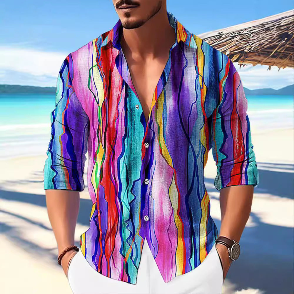 Bamboo Linen Printed Men's Shirt – Casual street styling