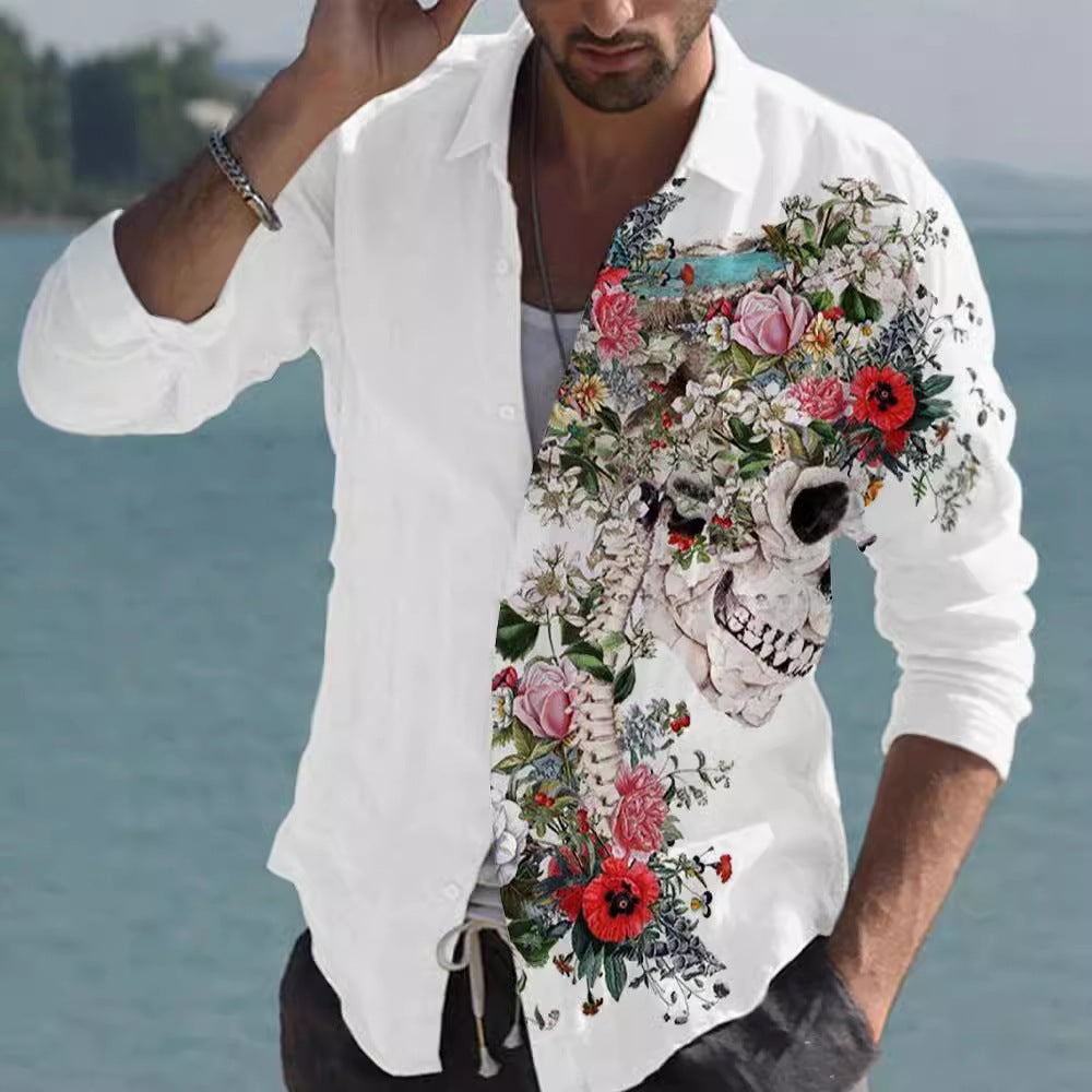Bamboo Linen Printed Men's Shirt – Folded fabric texture