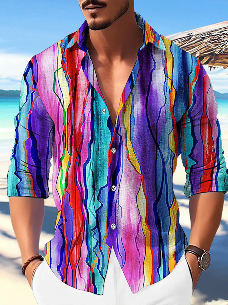 Bamboo Linen Printed Men's Shirt – Outfit with shorts