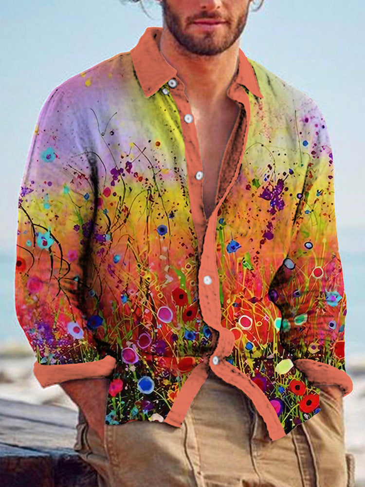 Bamboo Linen Printed Men's Shirt – Size S–6XL lineup