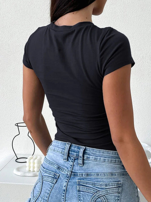 Basic Women’s Round Neck Short Sleeve T-Shirt – Opaque Viscose Comfort