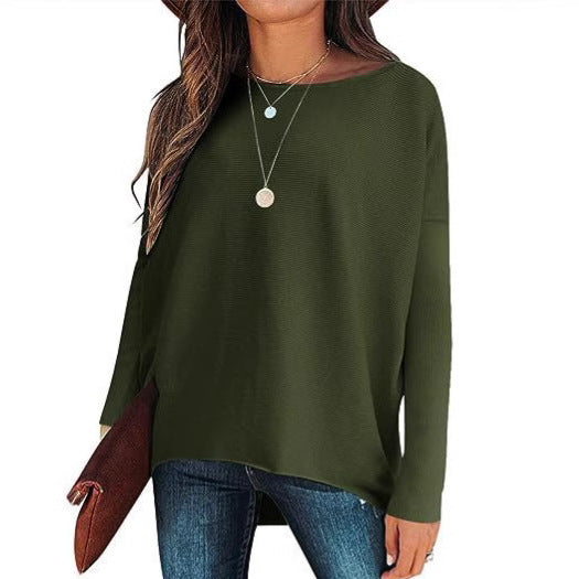 Batwing Sleeve Knitted Pullover – Colors black to apricot