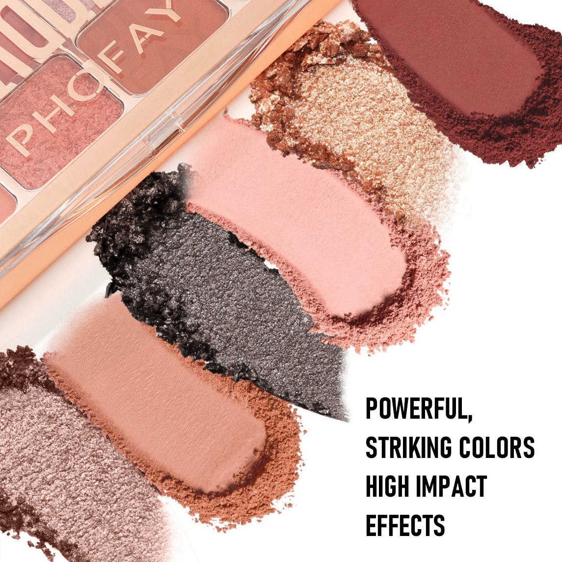 “Before & after: Neutral daytime look vs. bold evening shimmer with PHOFAY”

