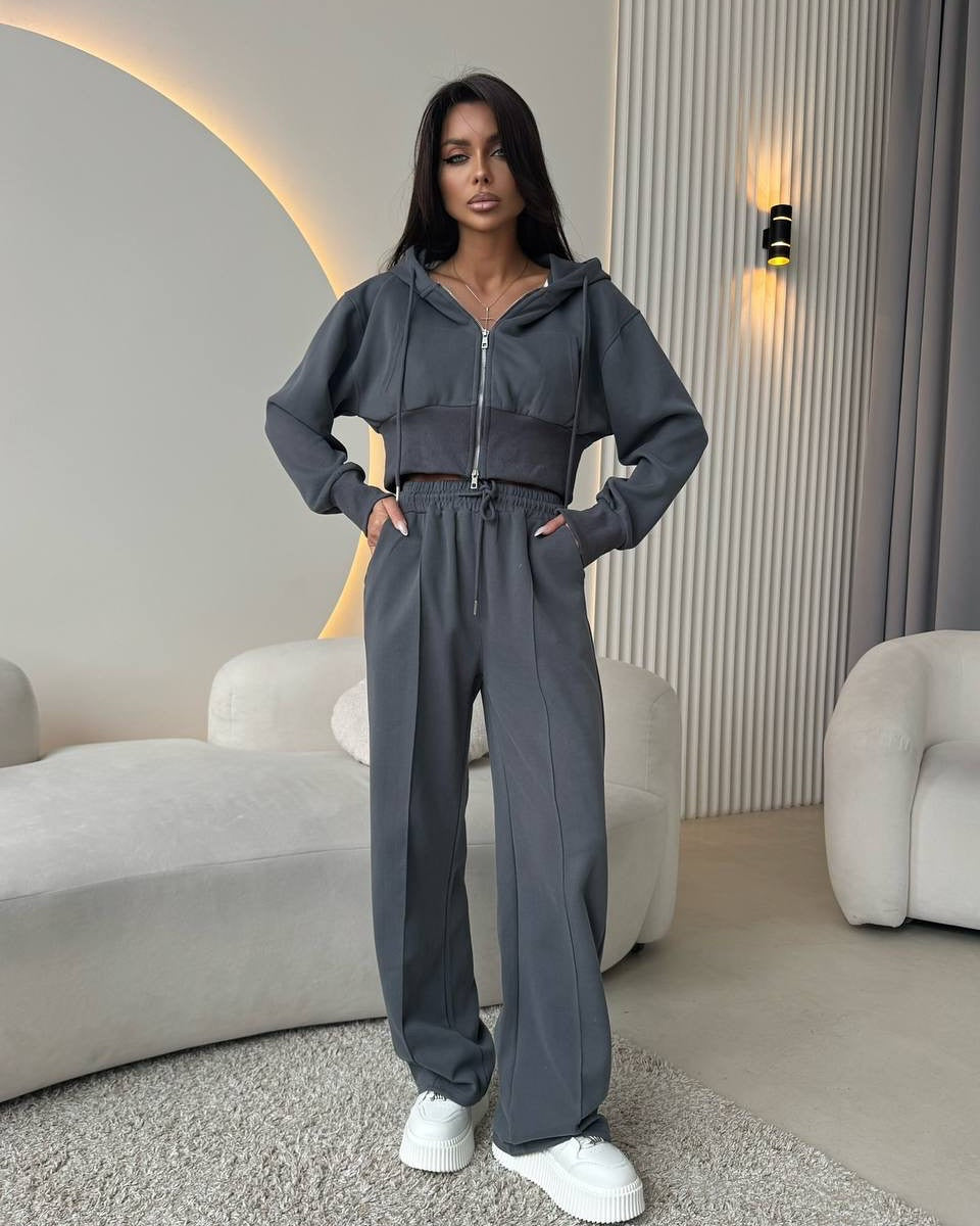 Women's Cinched Hoodie Cotton Set - Casual Street