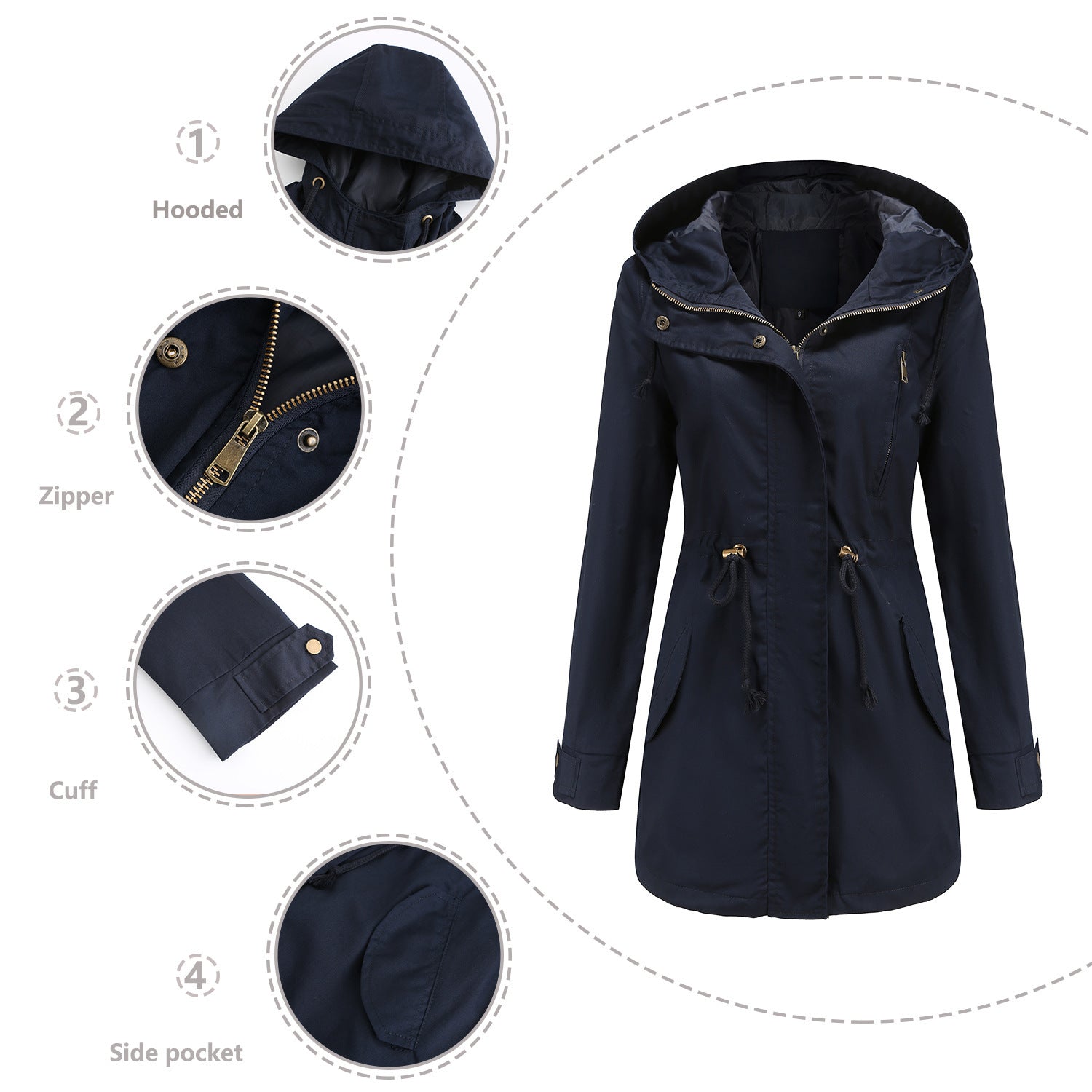 Black Cotton Anorak – Thick Mid-Length Jacket for Everyday Commute