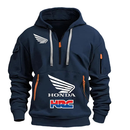 Black Polyester Honda Logo Hoodie for Motorcycle Riders