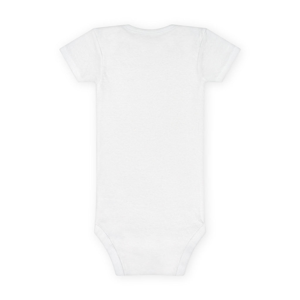 Soft pink cute bunny baby onesie with rainbow and bunny illustration for baby girls

