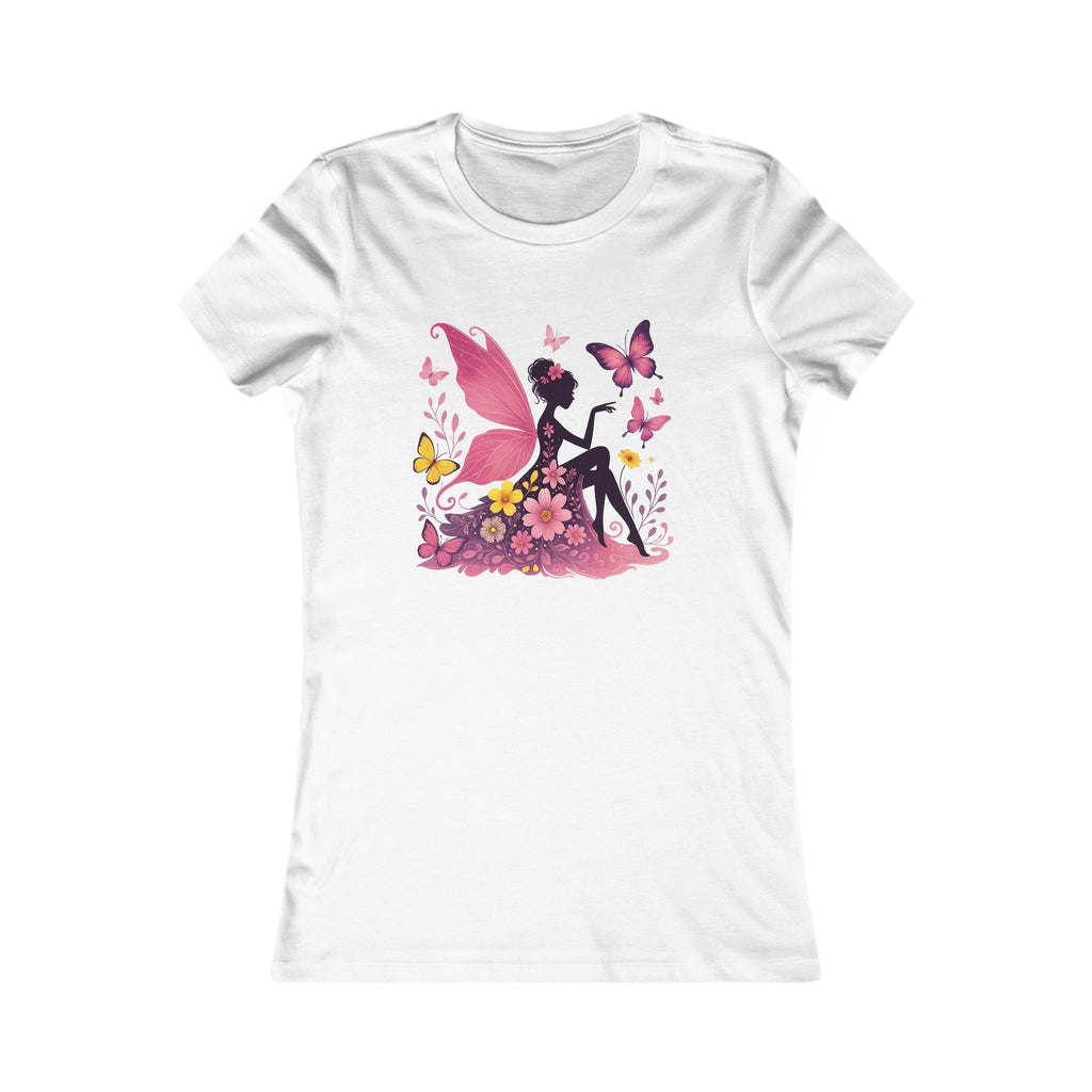 Rose pink nature tee for women with mystical fairy design

