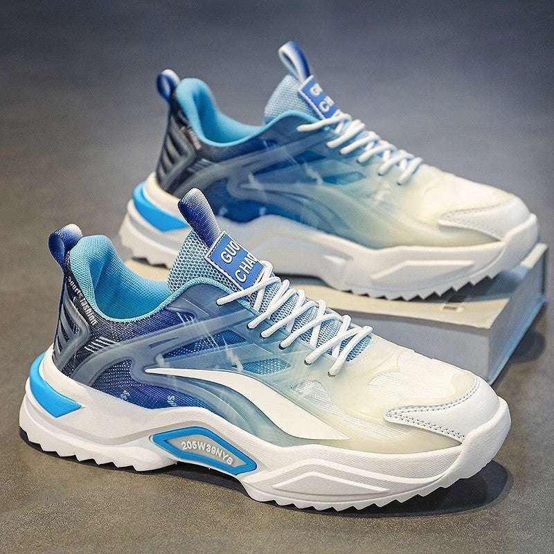 Breathable mesh lining of men's lace-up dad sneakers

