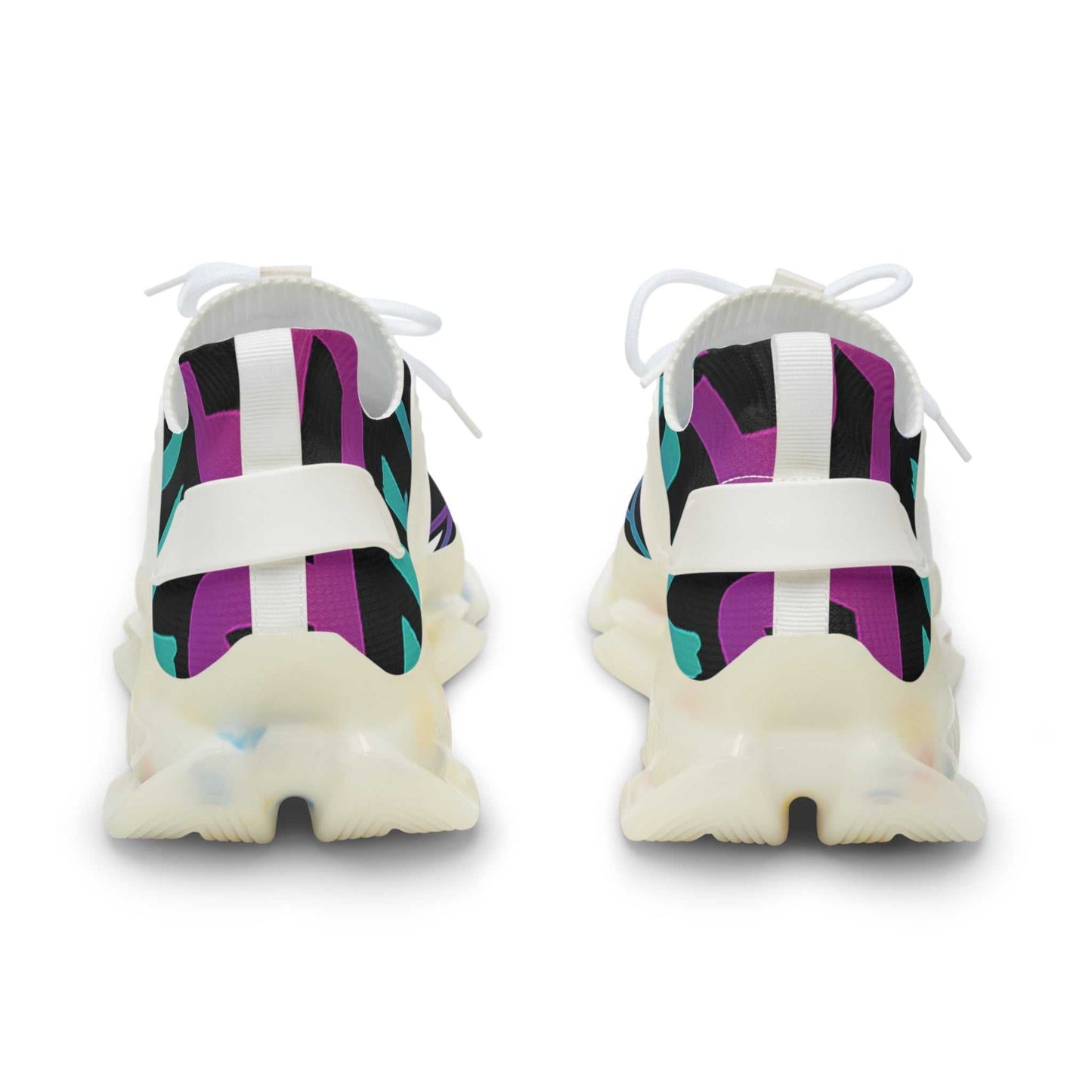 Rear view of Urban Mesh men's sneakers in purple black teal