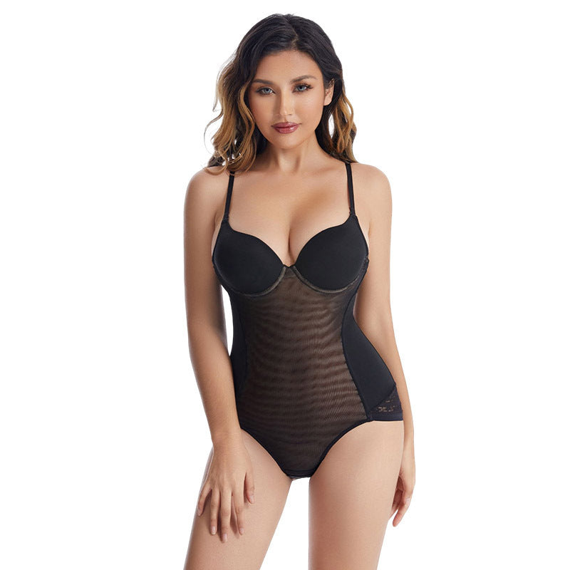 Breathable polyester fabric detail of One Piece Underwired Bra Shapewear for all-day comfort