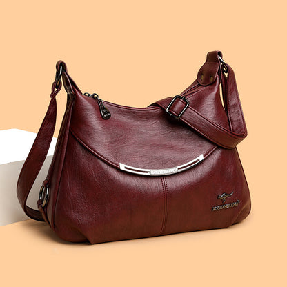 Brown Soft Leather Shoulder Bag for Women – Vast Storage in Shell Shape, Perfect Crossbody Style