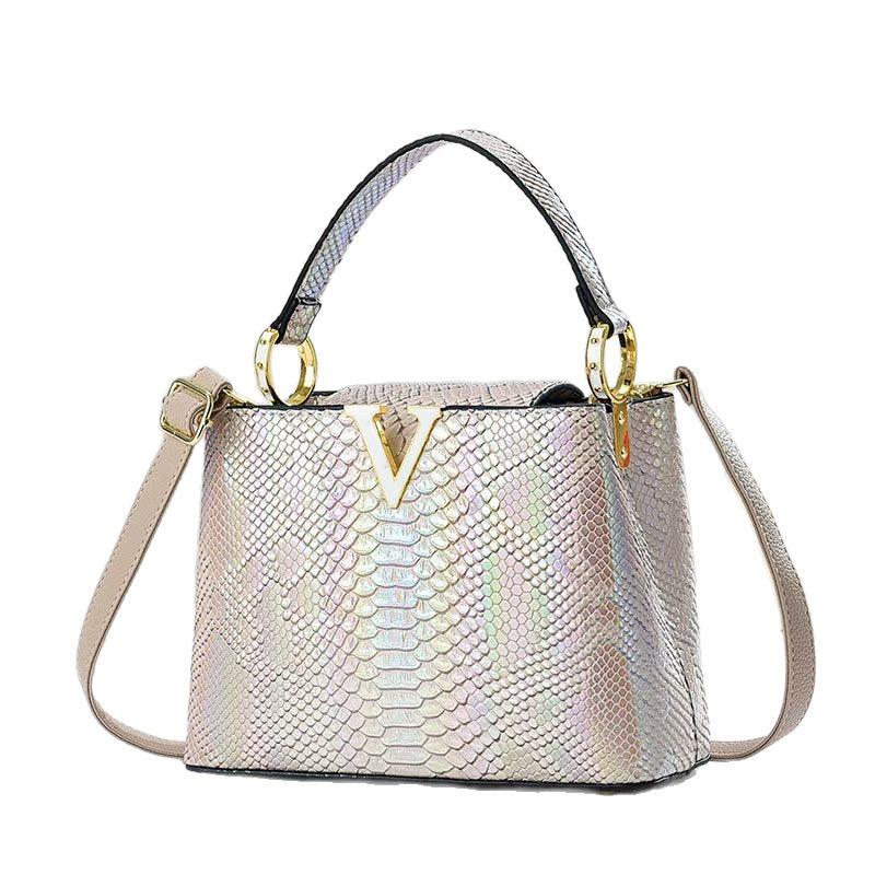 Crossbody Bag in PU with Top Handle and Textured Finish