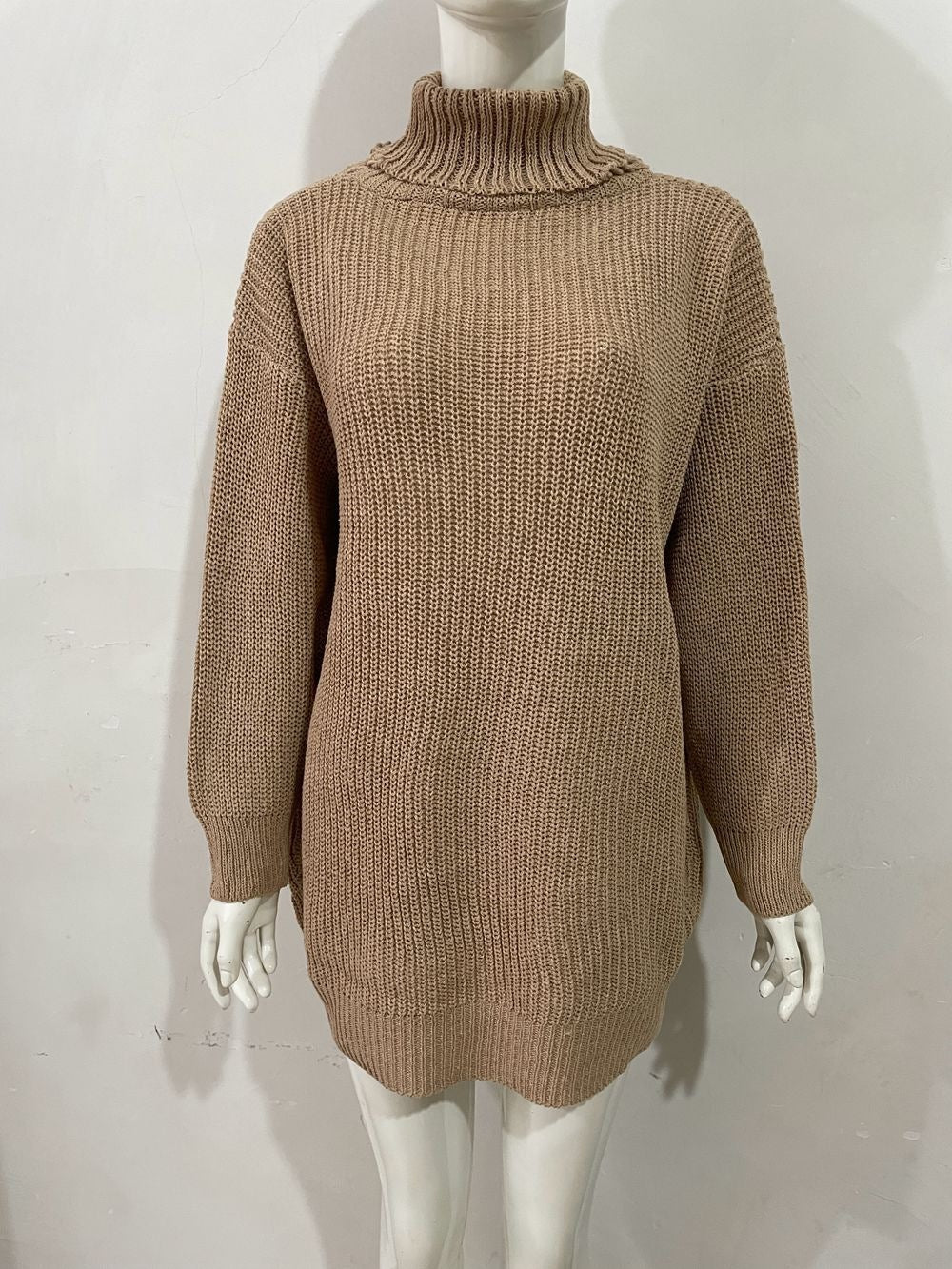 Turtleneck Sweater Dress, Long Sleeves with a Loose Fit