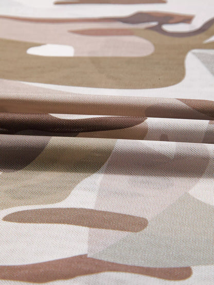 Camouflage Mesh Long Sleeve Top – office-to-evening layering