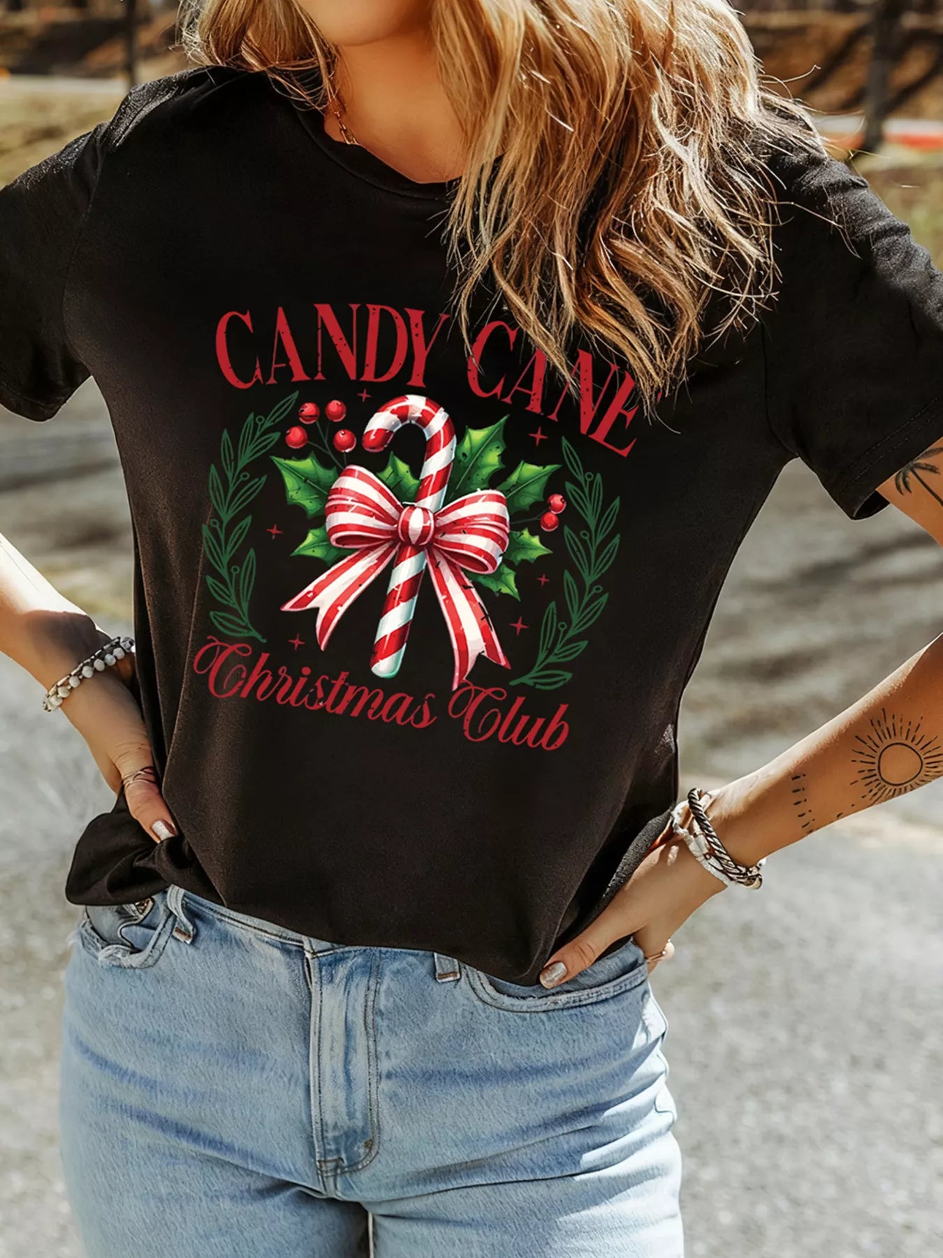 Candy Cane Christmas T Shirt – Festive Women’s Graphic Shirt