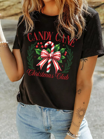 Candy Cane Christmas T Shirt – Women’s Oversized Holiday Graphic Tee