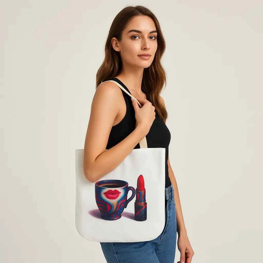 Canvas Tote Bag with 5-Color Straps & Sleek Black Lining