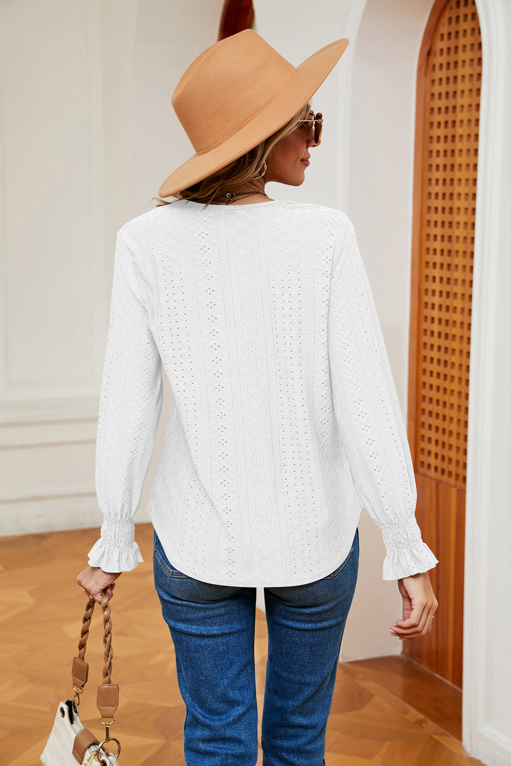 Care label close-up: machine wash cold, tumble dry low—effortless upkeep.

