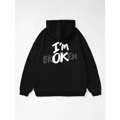 I'm OK" 3D Hoodie – Bold Black Streetwear Style