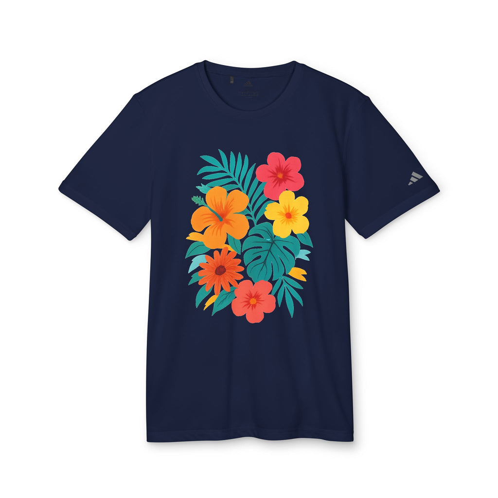 Casual park stroll in the Tropical Floral Sport T-shirt comfort meets vacation vibes.