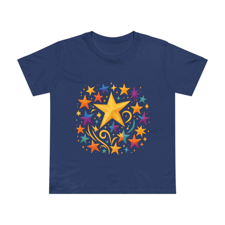 Women’s Vibrant Star Tee-100% Cotton Star Print T-Shirt