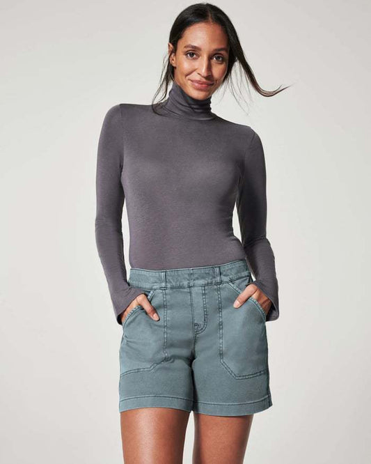 Casual women’s high-waist cotton-linen shorts – stretch waistband, easy care


