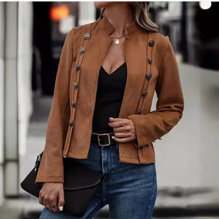 Chic Black Velvet Long-Sleeve Jacket for Women