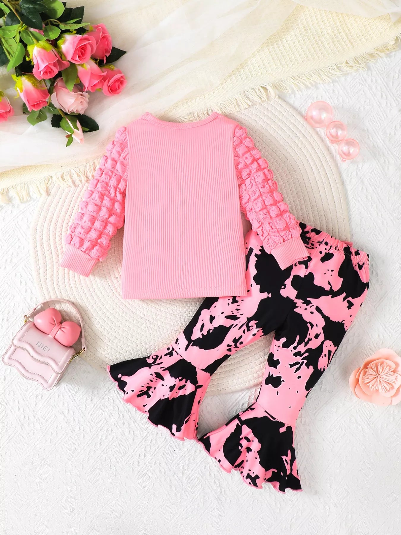 Children’s Letter Long Sleeve Top and Pants Set – fabric close-up