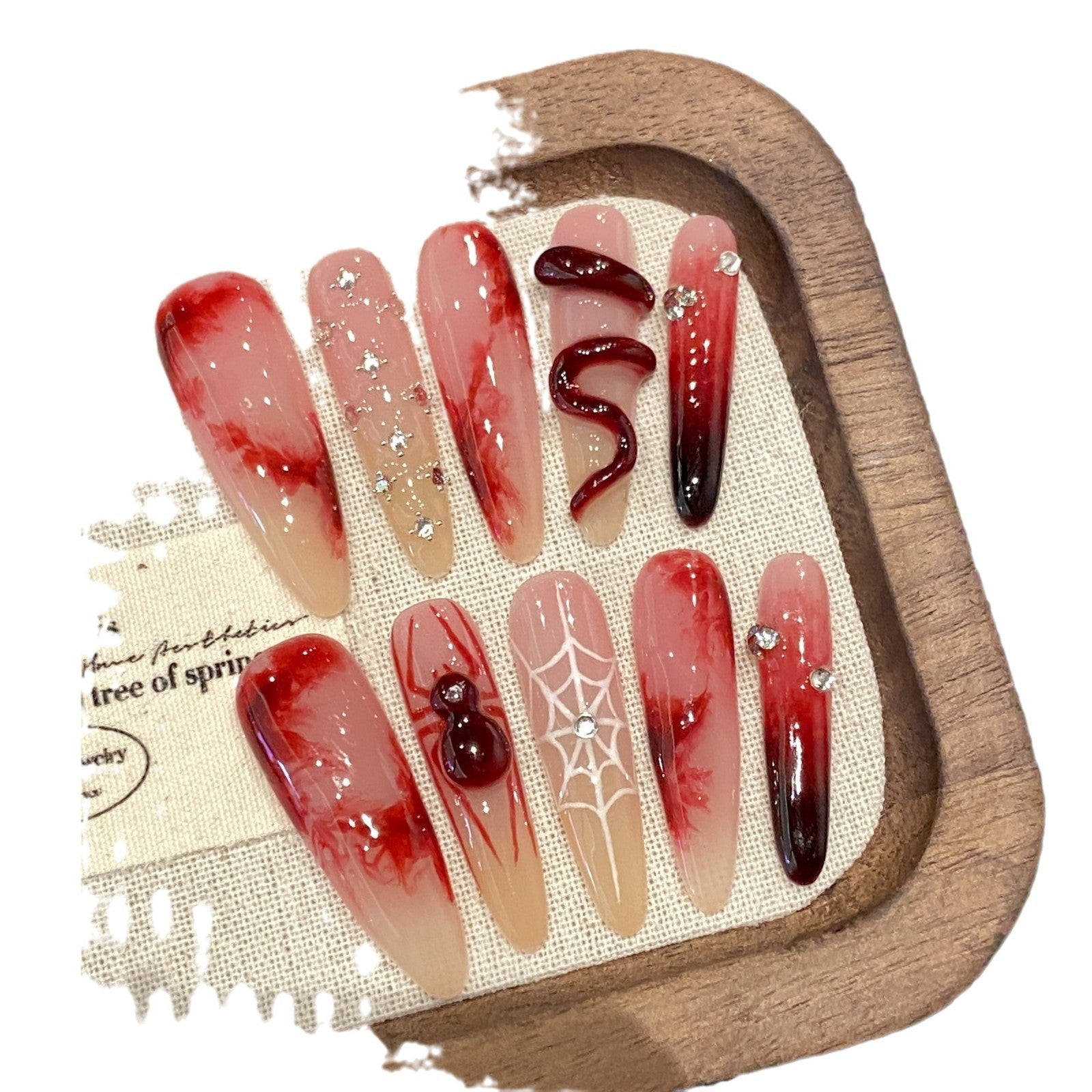 Chinese style red manicure – checkerboard cool edition