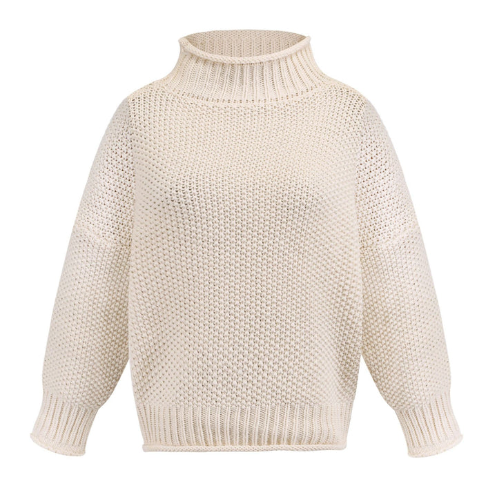 Classic women’s turtleneck pullover sweater – warm thick knit for cold days