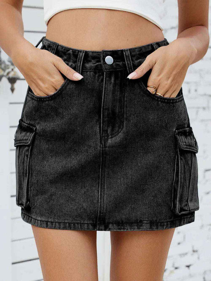 Cargo Denim Skirt with Pockets – Stylish Utility Look