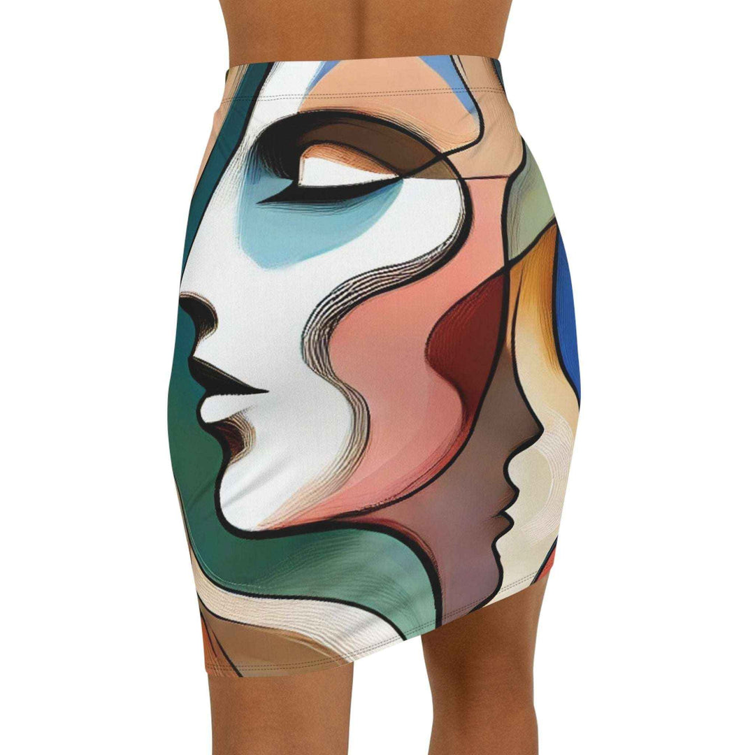 artistic mid waist skirt stretch material for office style
