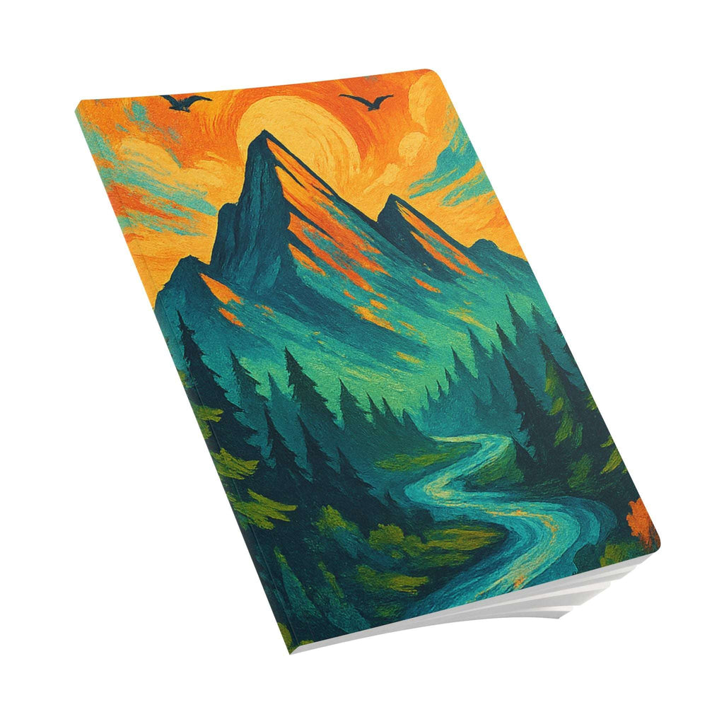 Softcover journal styled with pen and glasses on minimalist desk

